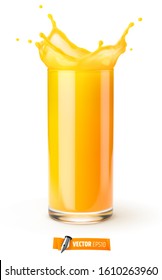 Vector glass of fruit juice on white background