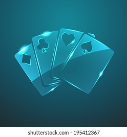 Vector glass game cards icon. Eps10
