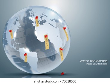 Vector Glass Globe with Office Markers