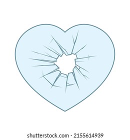 Image vectorielle coeur de verre craqué. Isolé sur fond blanc.