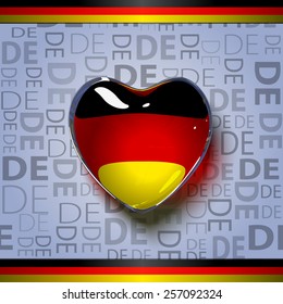 Vector. Glass heart with flag of Germany inside.