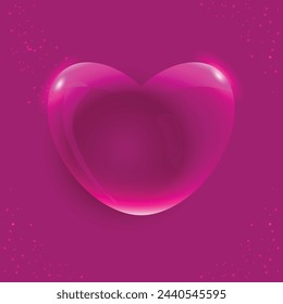 Vector a glass heart. Glossy heart shape.