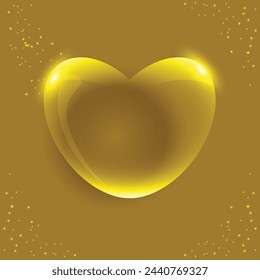 Vector a glass heart. Glossy heart shape.