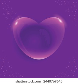 Vector a glass heart. Glossy heart shape.