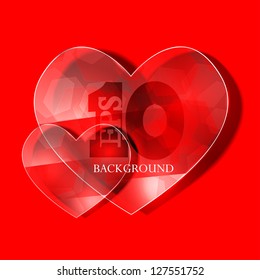 Vector glass heart on red background. Eps10