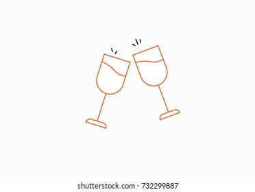 Vector glass icon for beverage. 