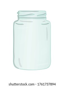 Vector glass jar icon. Cute pot watercolor style illustration