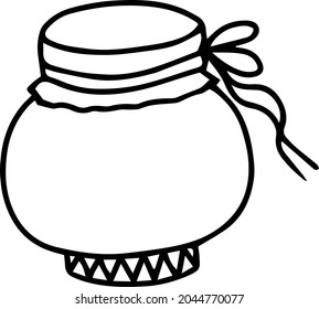 frasco de vidrio vectorial con mermelada atada con cinta aislada. Utensilios de cocina 