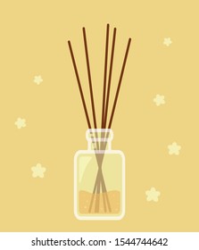 vector glass jar with liquid and sticks