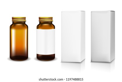 Vector glass jar with white box for cosmetics and medicines.