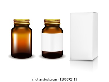 Vector glass jar with white box for cosmetics and medicines.
