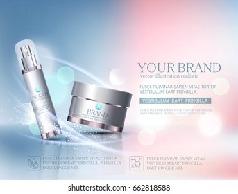 Vector Glass Jar.Element For Modern Design,advertising For Sales, Template Cosmetic Face Cream, Body.Realistic 3d Illustration.Banner, Flyer, Brochure For The Promotion Of Products For Beauty.
