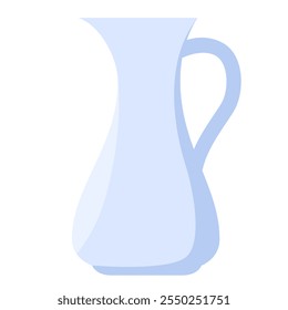 Vector glass jug in a flat style. Beverage container for picnics, banquettes, public institutions, and catering establishments. The icon is suitable for web design, online shop, print, and social