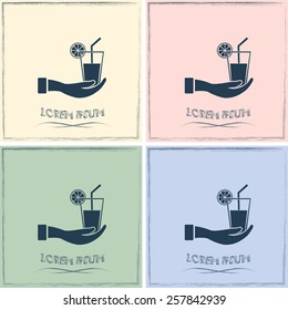 vector glass of juice icons 