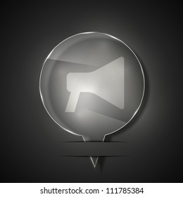 Vector glass  loudspeaker icon on gray background. Eps 10
