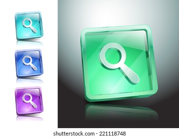 Vector Glass Magnifier Icon Matte Button. EPS10.
