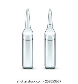 Vector Glass Medical Ampoules Bottles Isolated on White Background