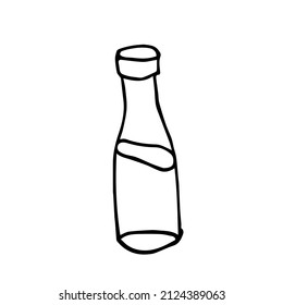 A vector glass milk bottle on a white background is isolated.