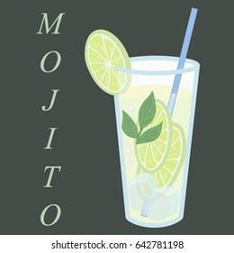 vector of glass with mojito