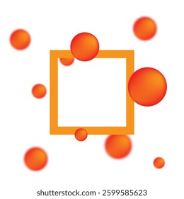 Vector glass morphism. Space for text, banner. Transparency effect. Place for awesome title. Glass morphism frame. Set of red spheres.