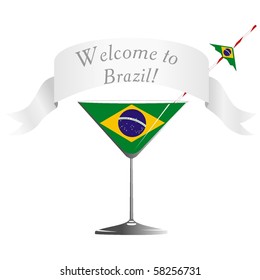 Vector glass with national symbolics Brazil