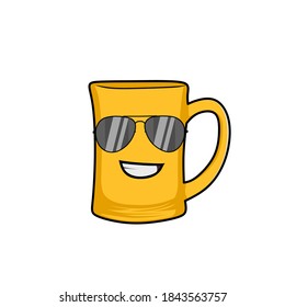 vector glass of orange color with cool face.