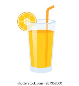 Vector glass of orange juice in flat style