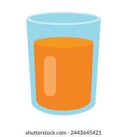 vector glass of organge juice on white background.