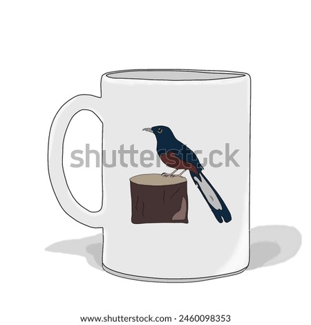 vector glass with a picture of a magpie bird