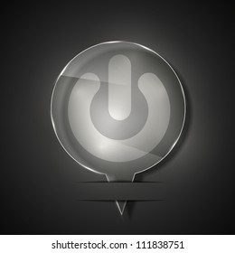 Vector glass play icon on gray background. Eps 10