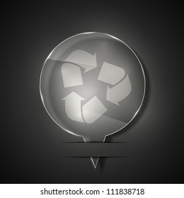 Vector glass recycle icon on gray background. Eps 10