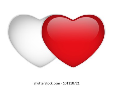 Vector - Glass Red and White Heart