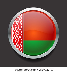 Vector glass round flag of the country Belarus