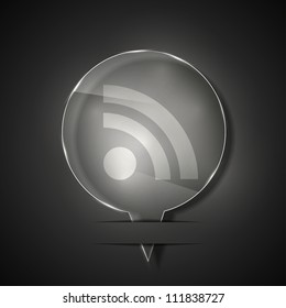 Vector glass rss icon on gray background. Eps 10