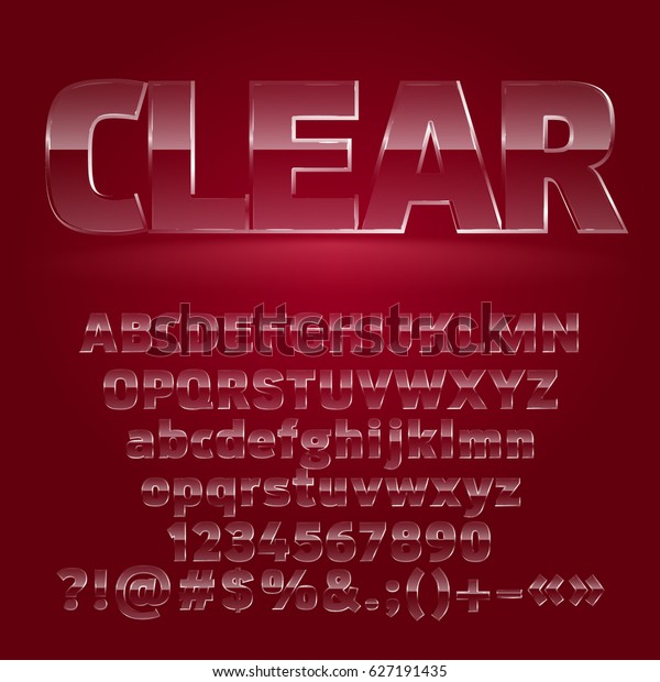 Vector Glass Set Alphabet Letters Symbols Stock Vector (Royalty Free