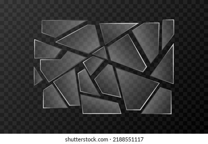 Vector Glass Shards On An Isolated Transparent Background. Broken Glass Png, Fragments Png. Crack, Pieces Of Glass PNG.