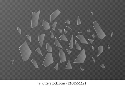 Vector Glass Shards On An Isolated Transparent Background. Broken Glass Png, Fragments Png. Crack, Pieces Of Glass PNG.