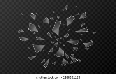 Vector Glass Shards On An Isolated Transparent Background. Broken Glass Png, Fragments Png. Crack, Pieces Of Glass PNG.