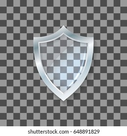 Vector glass shield. Defense icon. Protection concept.