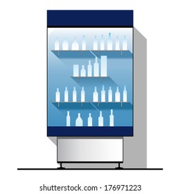 Vector glass showcase with bottles