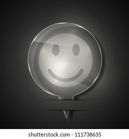 Vector glass smile icon on gray background. Eps 10