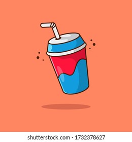 Vector glass of soda on an isolated background. Cartoon icon that can be used in movie themes. Cinema, films, entertainment. Suitable for web page, banner, flyer, sticker, card. 