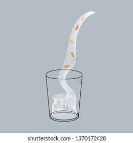 Vector glass of spelt milk with nuts. Vegan alternative organic milk splash pour in glass. Non dairy drink. Isolated transparent illustration. Healthy food, diet and nutrition concept