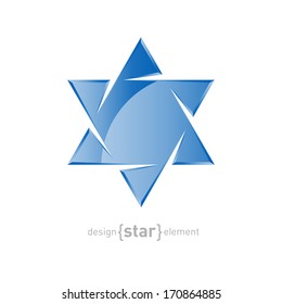 The vector glass star of David on white background
