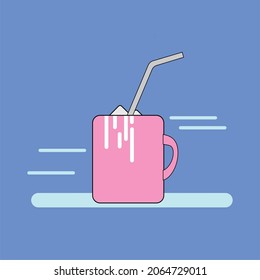 vector de un vidrio con paja