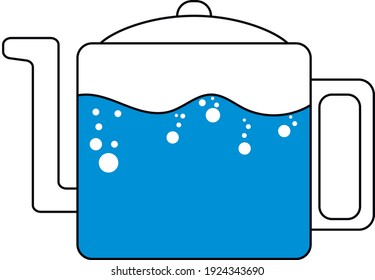 vector glass teapot. flat image of a glass jug with water. kitchenware