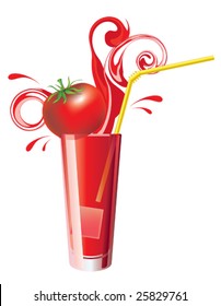 Vector glass of Tomato juice