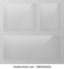 Vector Glass. Transparent Effect, Window, Mirror. Reflection, Glare. PNG Glass. PNG Window. Glass Frame, Glass Surface.