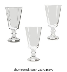 Vector glass transparent shot glass goblet on white background