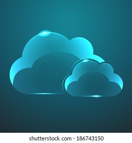 Vector glass two clouds icon. Eps10